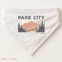 Park City Utah Faded Mountain Forest Hiking USA-Made Doggie Bandana thumb 0