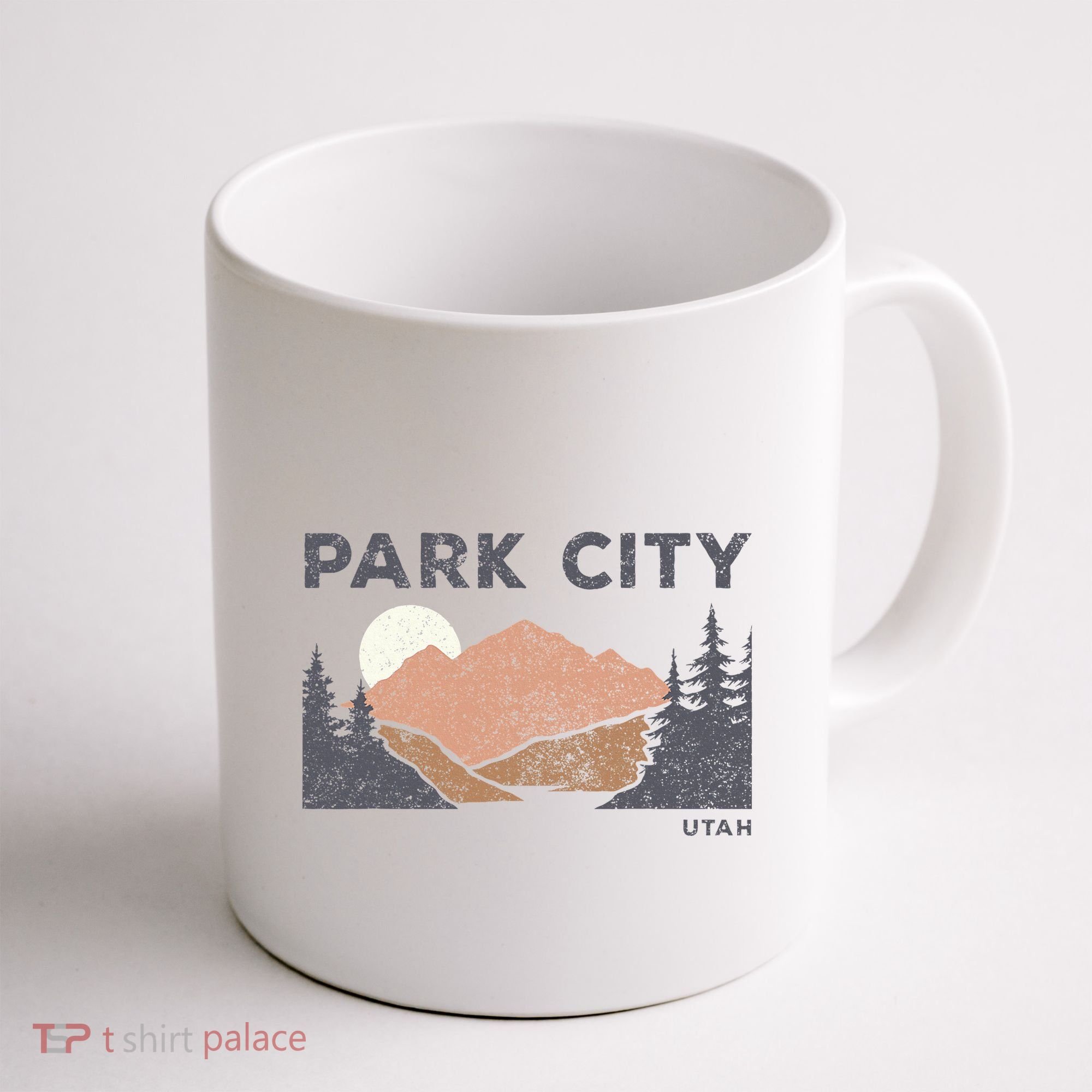 Park City Utah Faded Mountain Forest Hiking Coffee Mug