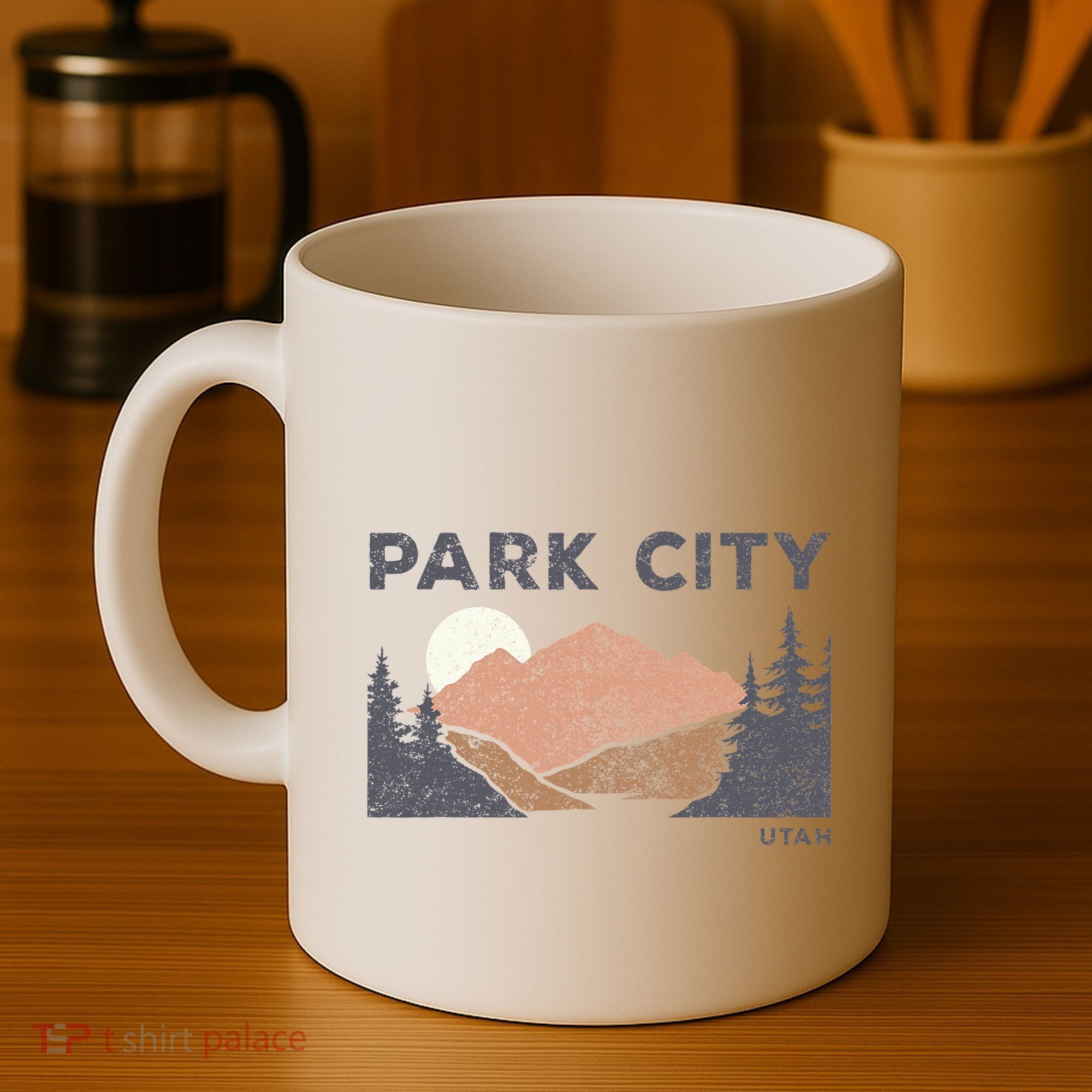 Park City Utah Faded Mountain Forest Hiking Coffee Mug