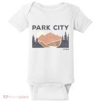 Park City Utah Faded Mountain Forest Hiking Baby Bodysuit thumb 0