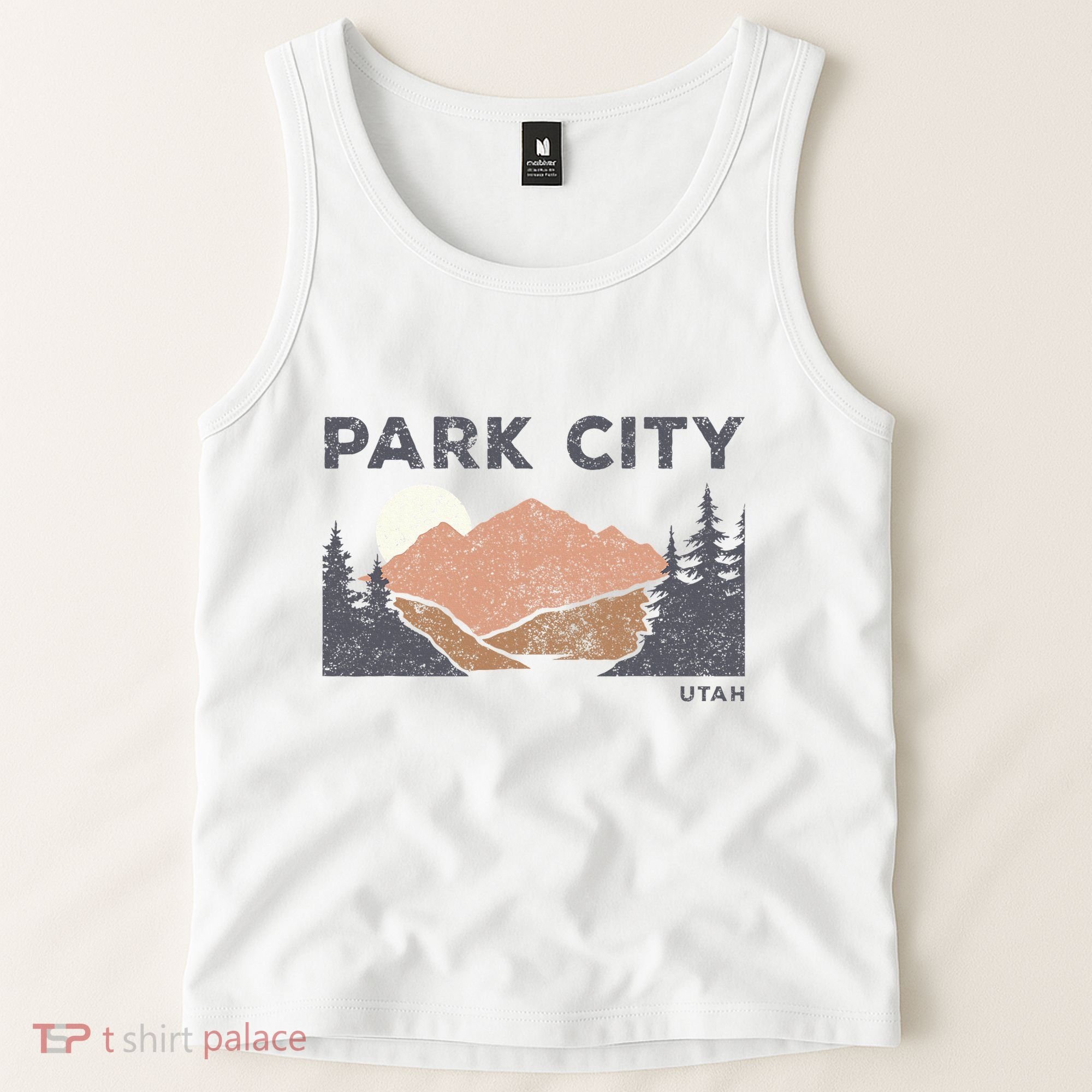 Park City Utah Faded Mountain Forest Hiking Tank Top