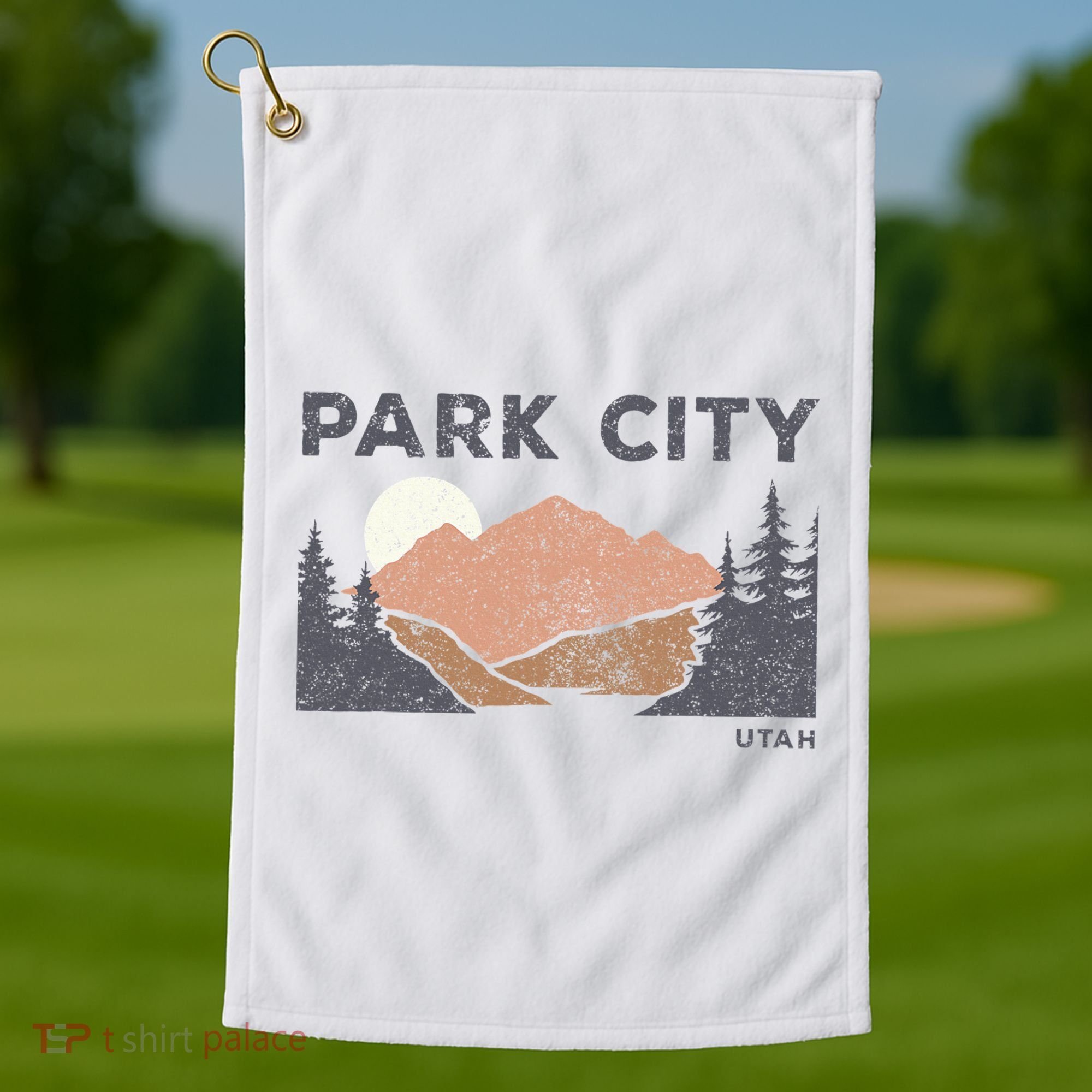 Park City Utah Faded Mountain Forest Hiking Golf Towel