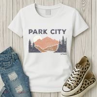 Park City Utah Faded Mountain Forest Hiking Women's T-Shirt thumb 3