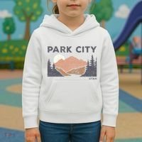 Park City Utah Faded Mountain Forest Hiking Kids Hoodie thumb 3