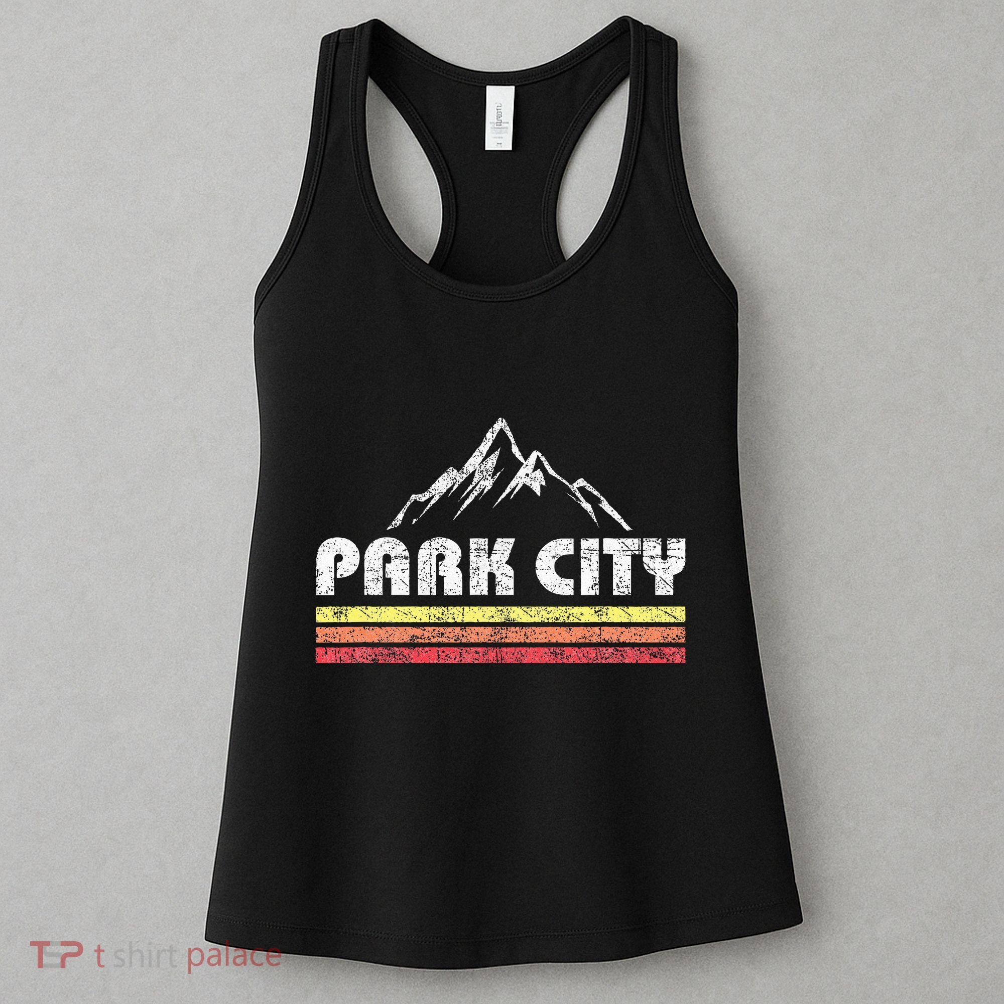 Park City Utah Mountain Faded Bars Ski Sports Women's Tank Top
