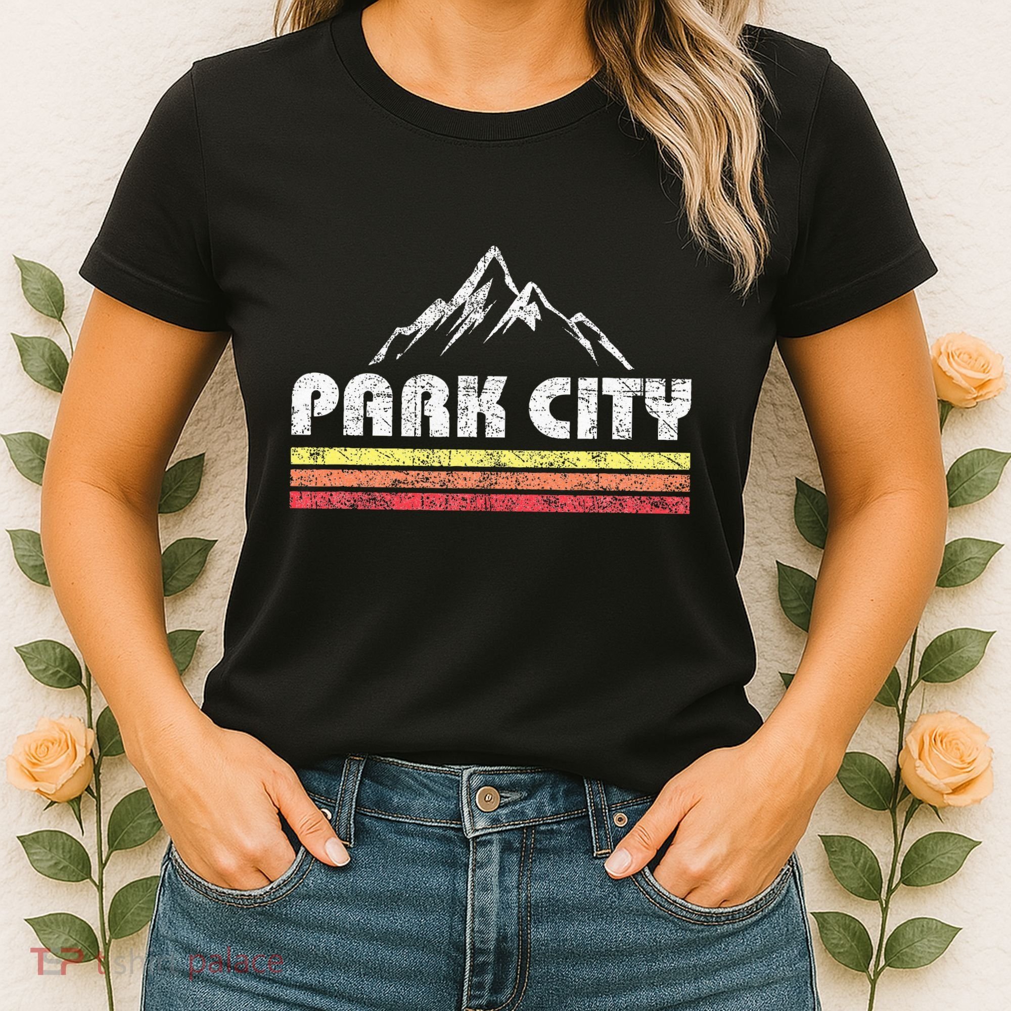 Park City Utah Mountain Faded Bars Ski Sports Women's T-Shirt