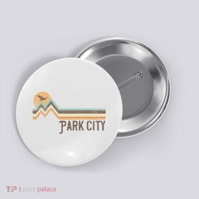 Park City Utah 70S 80S Retro Style Vintage Distressed Gift Button