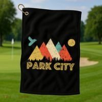 Park City Utah Retro Golf Towel thumb 1