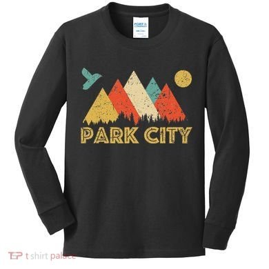 Park City Utah Retro Kids Long Sleeve Shirt
