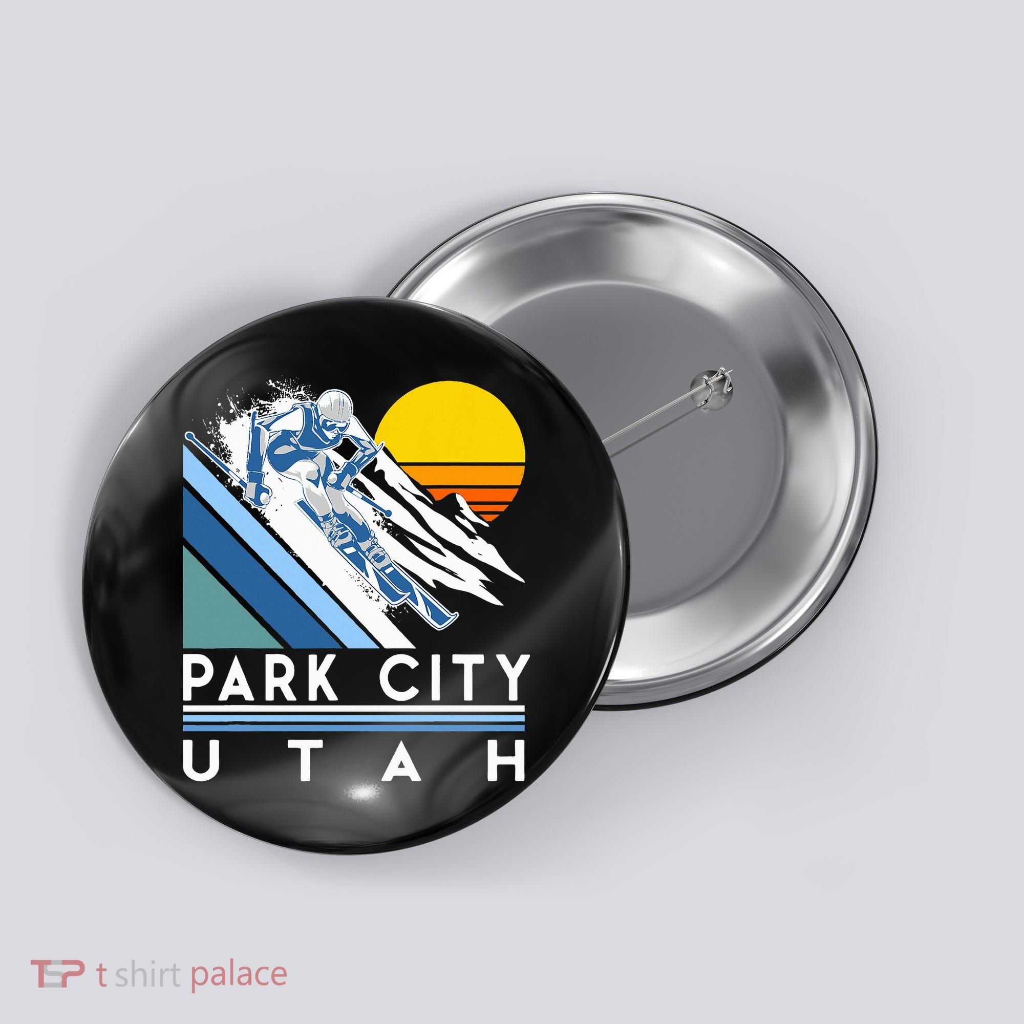 Park City Utah Retro Ski Button