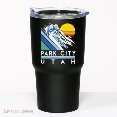 Park City Utah Retro Ski Tumbler