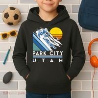 Park City Utah Retro Ski Kids Hoodie thumb 2