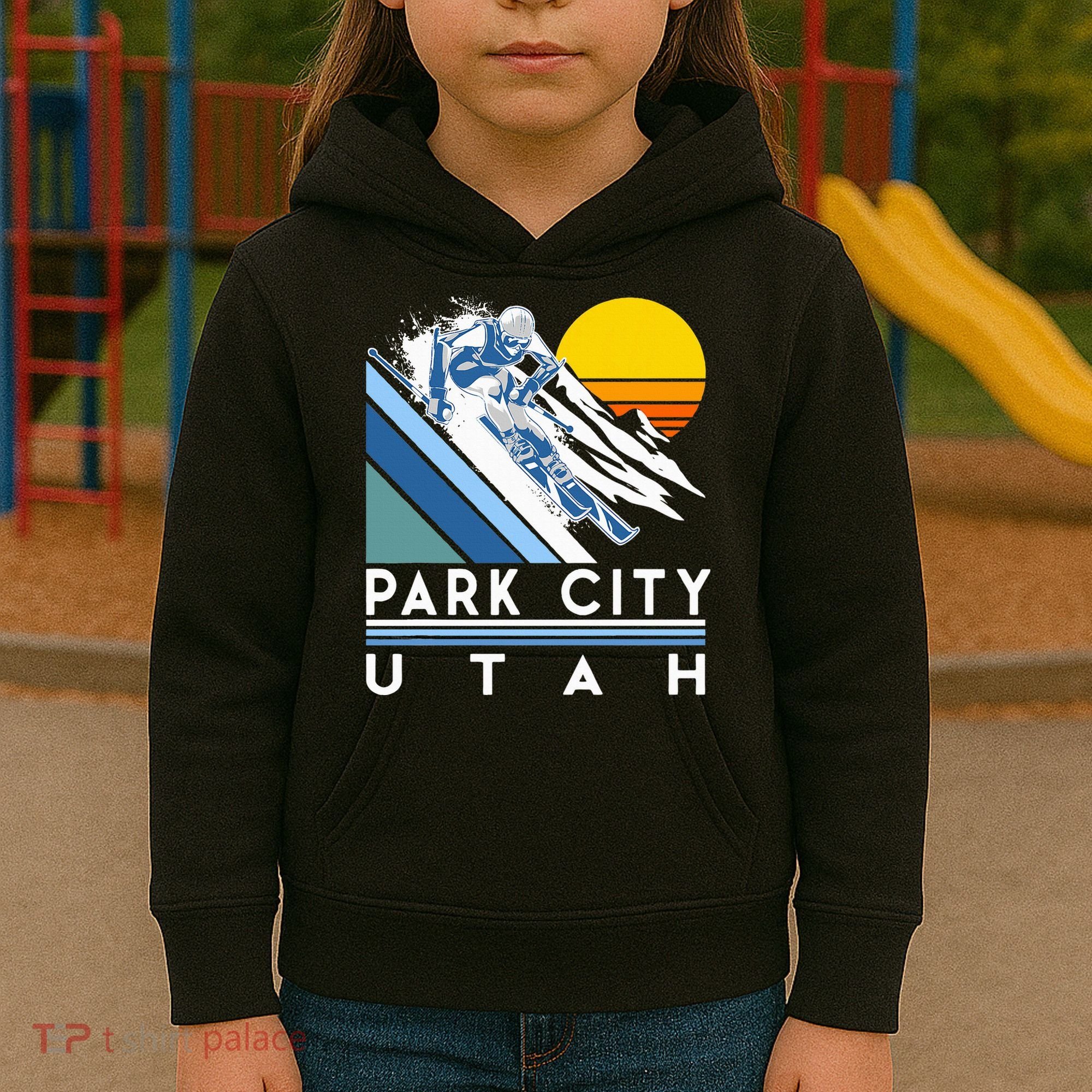 Park City Utah Retro Ski Kids Hoodie