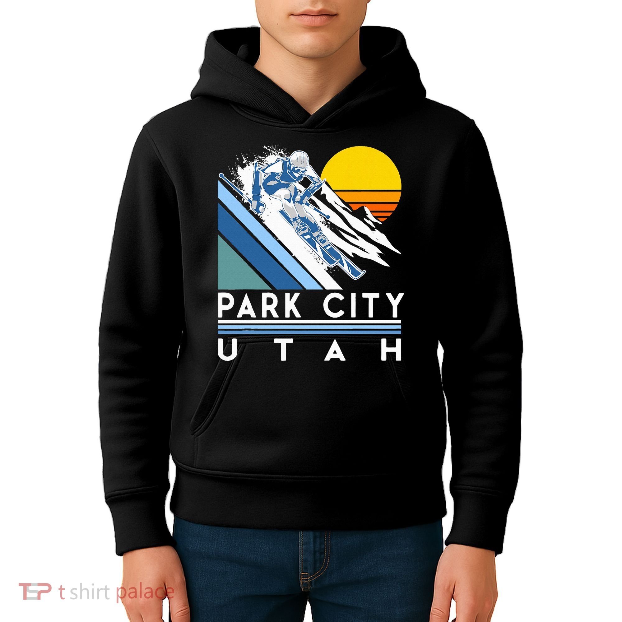 Park City Utah Retro Ski Kids Hoodie