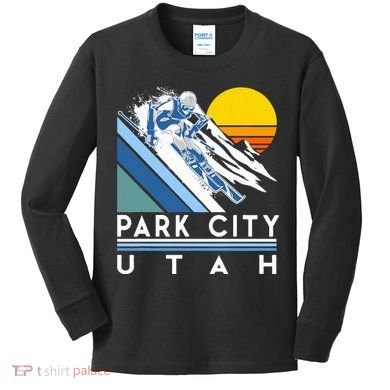 Park City Utah Retro Ski Kids Long Sleeve Shirt
