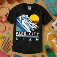 Park City Utah Retro Ski Kids T-Shirt thumb 3