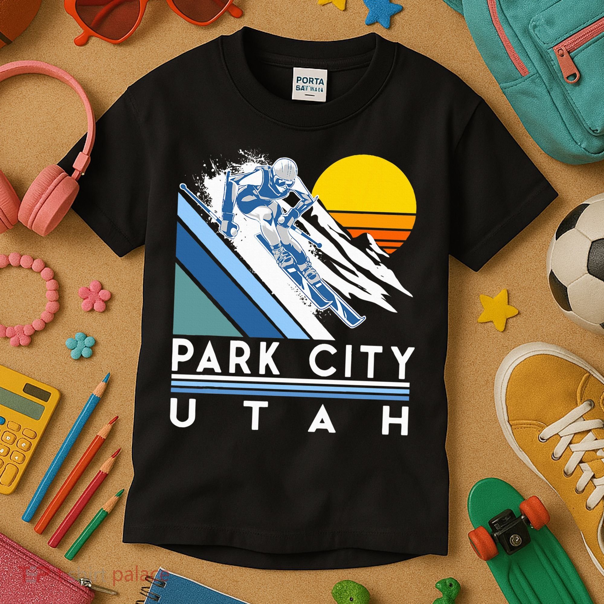 Park City Utah Retro Ski Kids T-Shirt