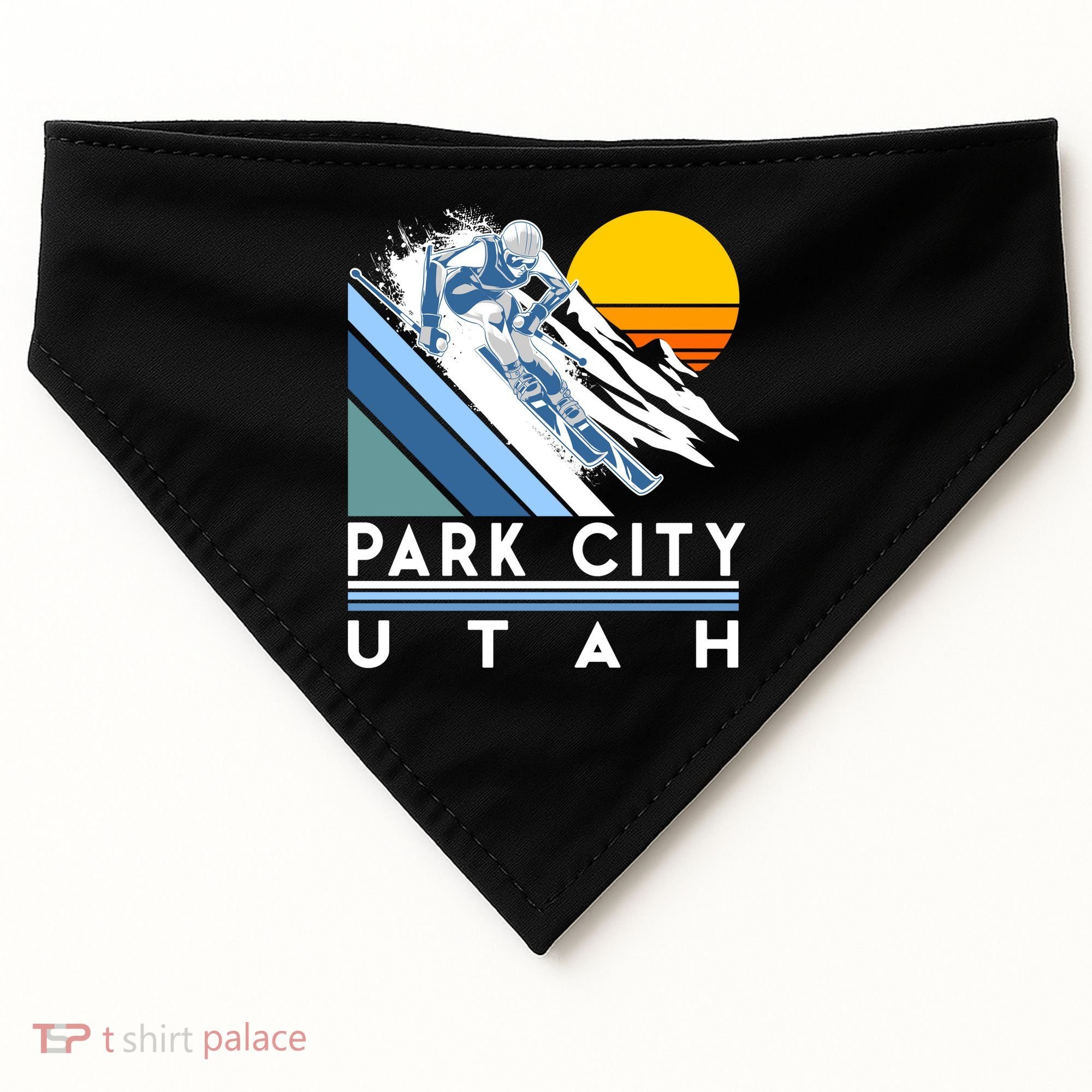 Park City Utah Retro Ski Cute Gift USA-Made Doggie Bandana