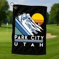 Park City Utah Retro Ski Cute Gift Golf Towel thumb 1