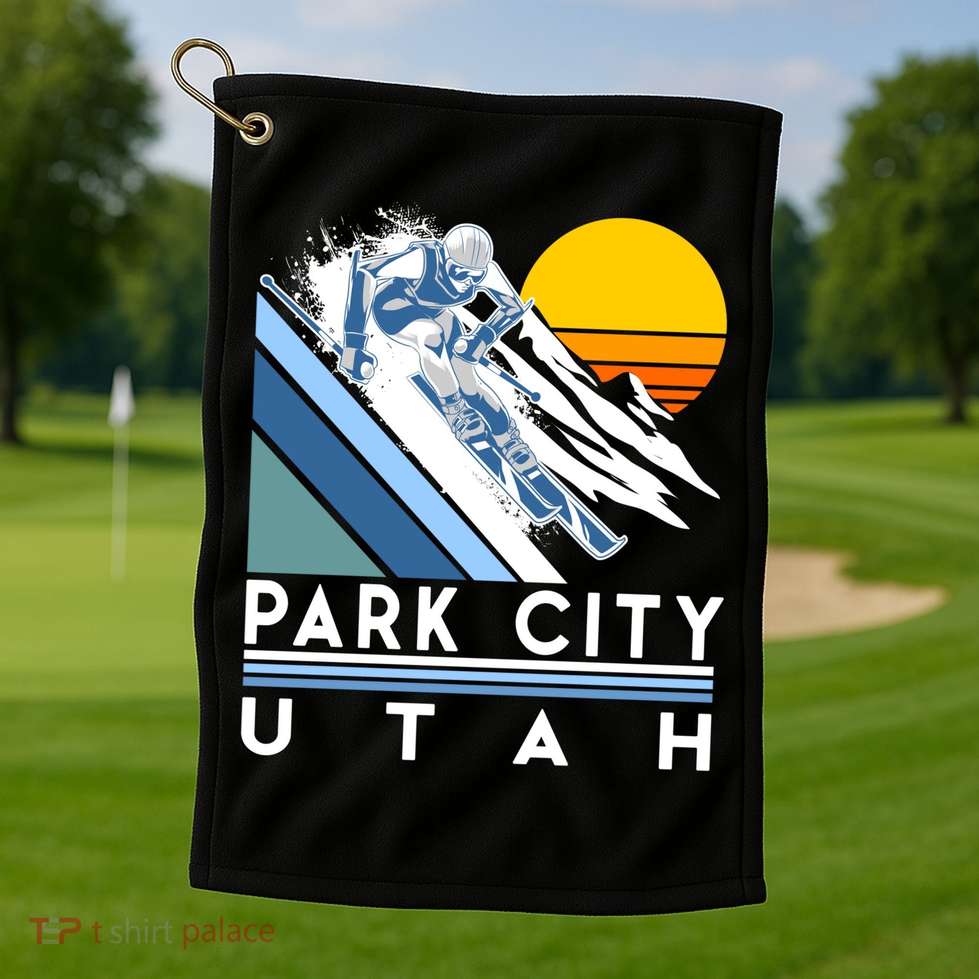 Park City Utah Retro Ski Cute Gift Golf Towel