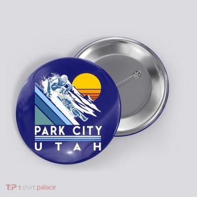 Park City Utah Retro Ski Cute Gift Button