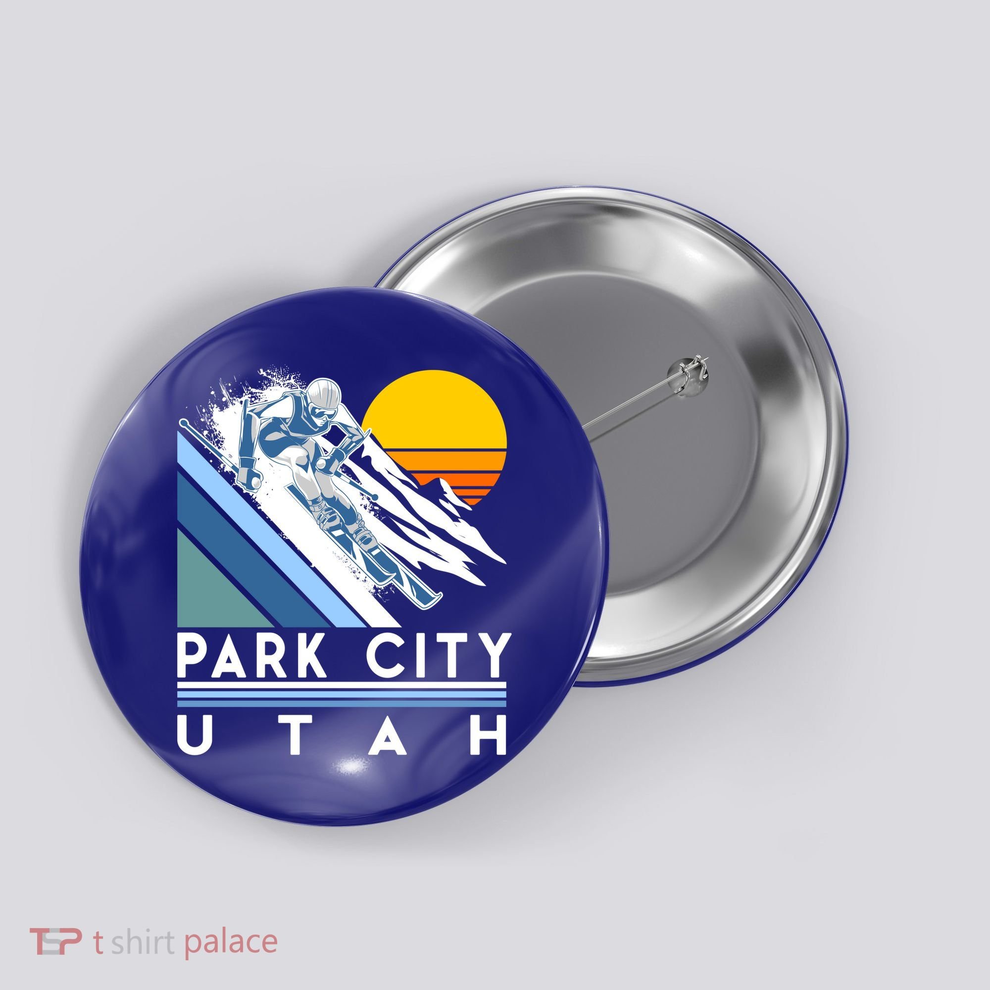 Park City Utah Retro Ski Cute Gift Button