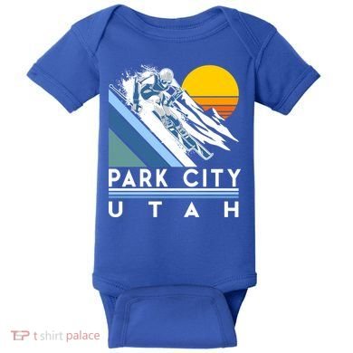 Park City Utah Retro Ski Cute Gift Baby Bodysuit