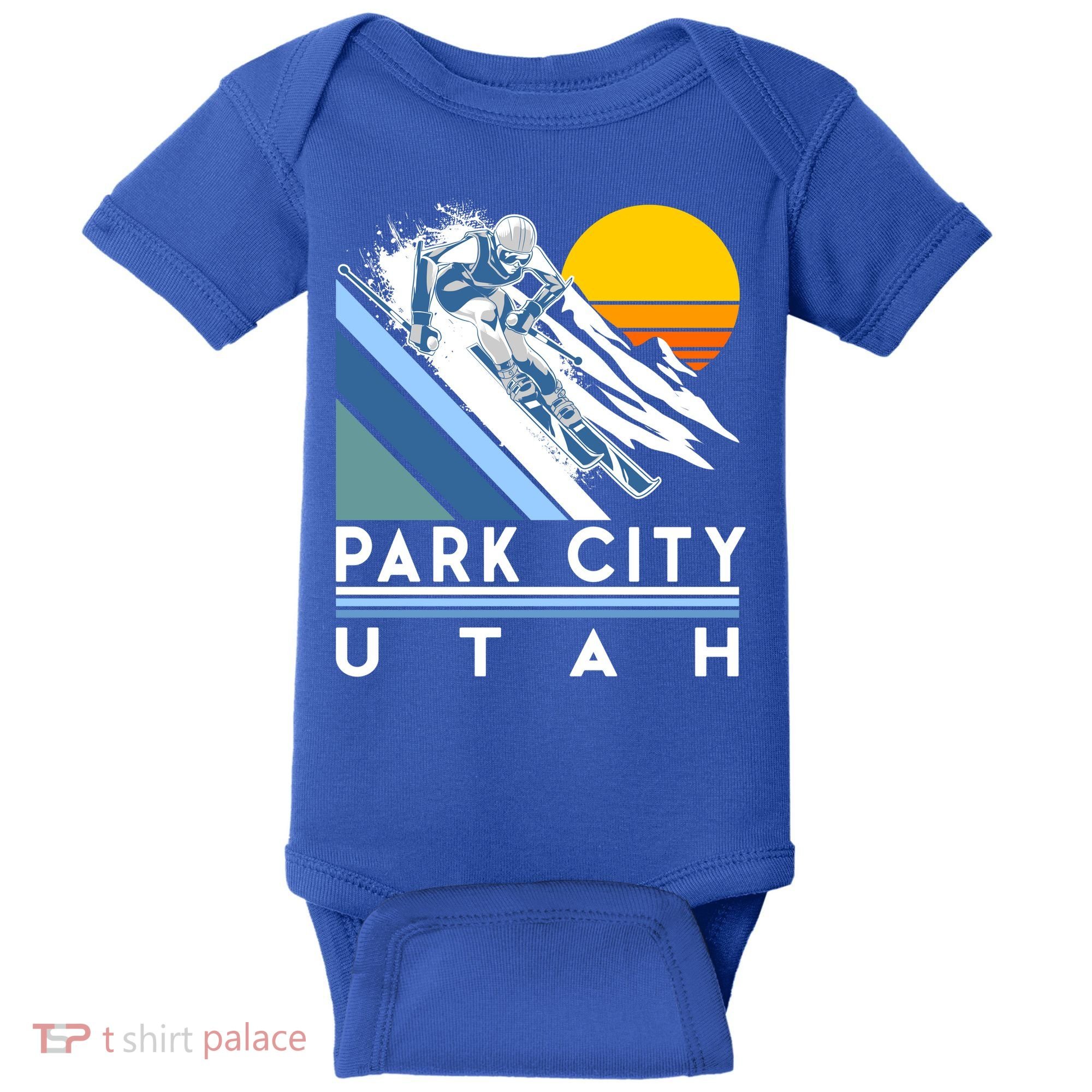 Park City Utah Retro Ski Cute Gift Baby Bodysuit