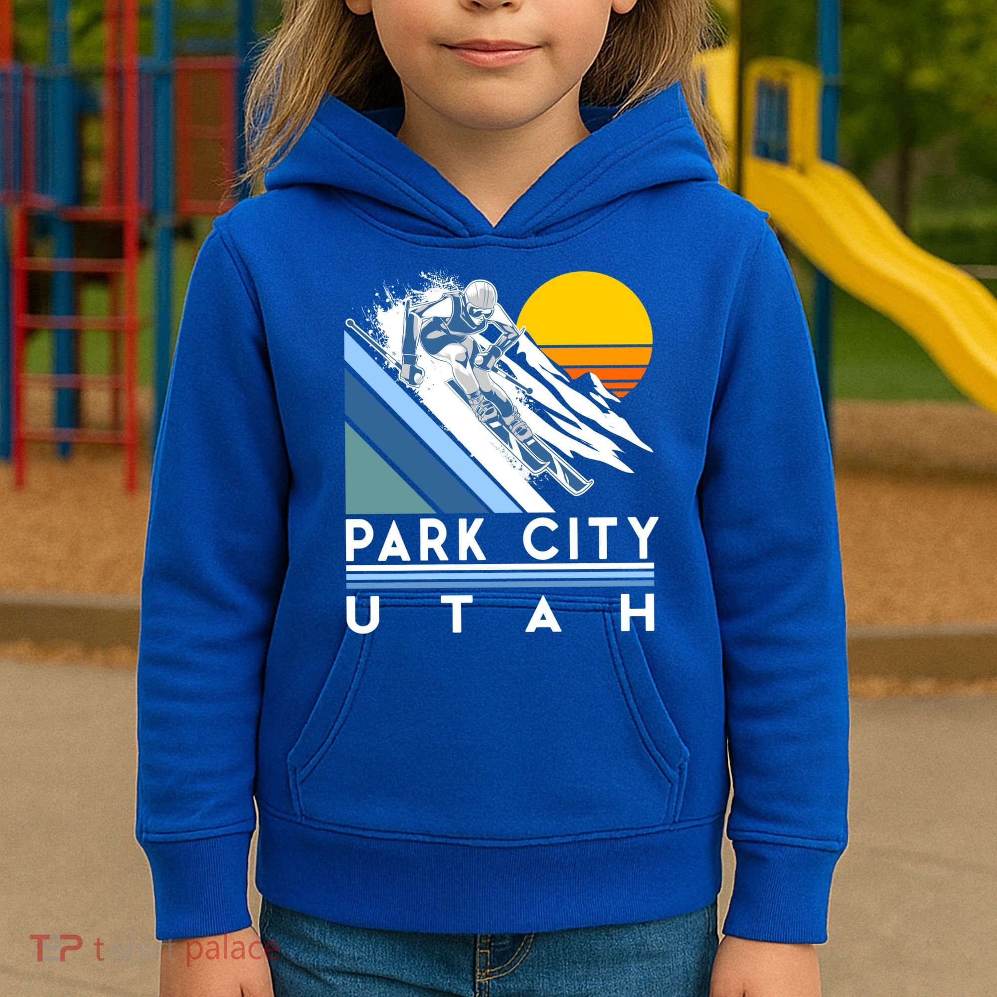 Park City Utah Retro Ski Cute Gift Kids Hoodie
