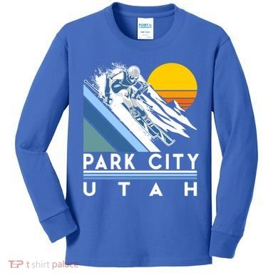 Park City Utah Retro Ski Cute Gift Kids Long Sleeve Shirt