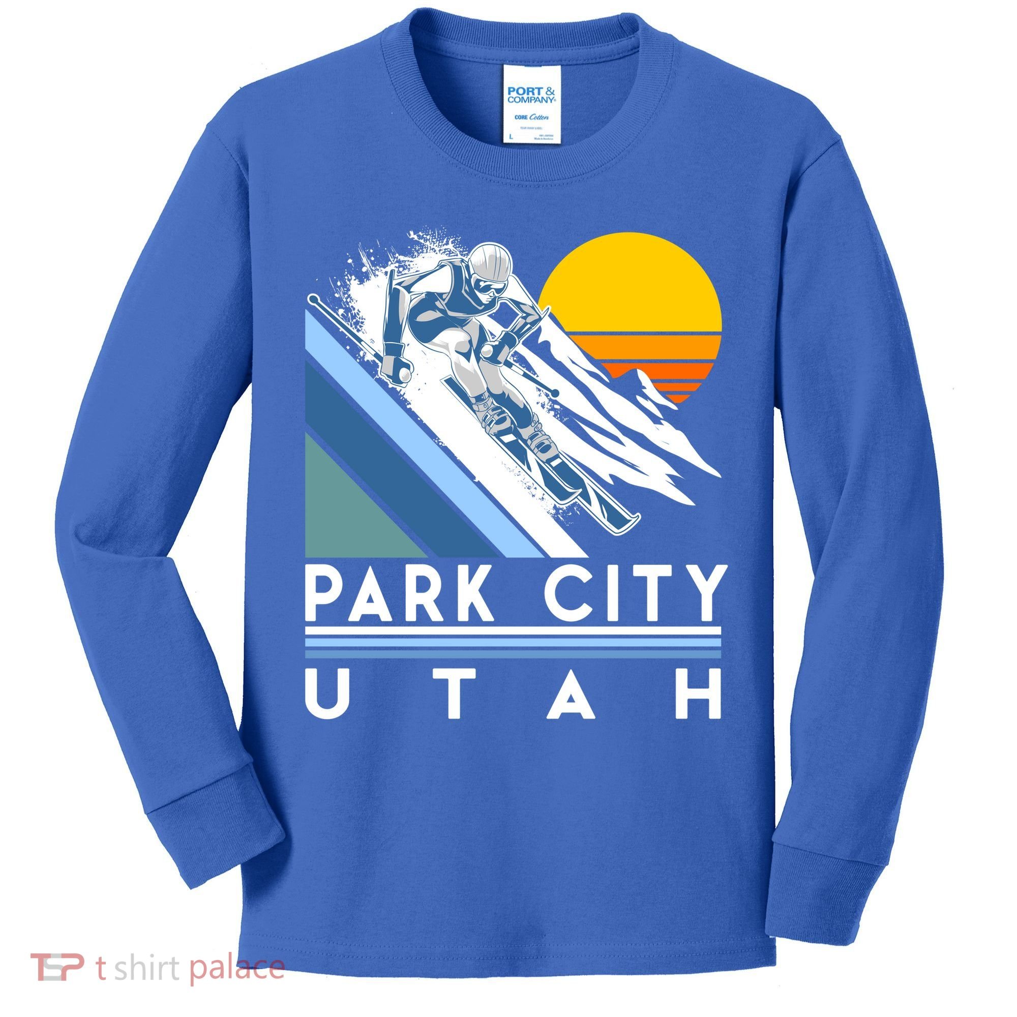 Park City Utah Retro Ski Cute Gift Kids Long Sleeve Shirt