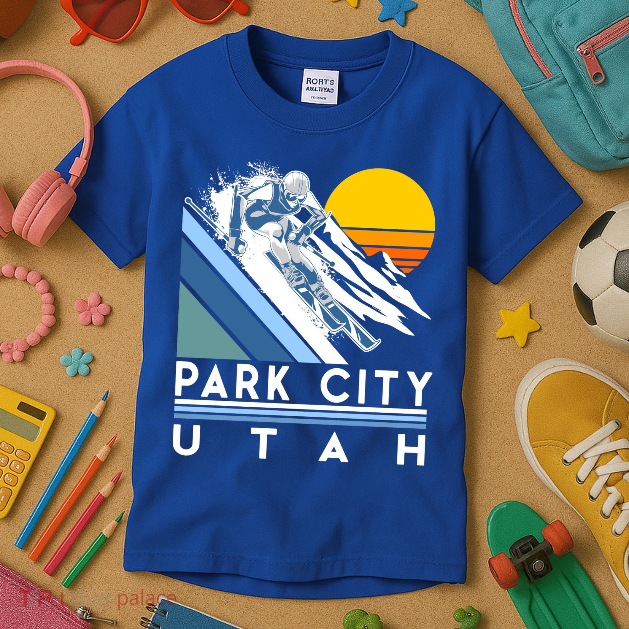 Park City Utah Retro Ski Cute Gift Kids T-Shirt