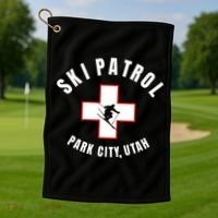 Park City Utah Ski Patrol Gift Golf Towel thumb 1