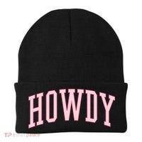 Preppy Cowgirl Varsity Pink Howdy Beanie thumb 0