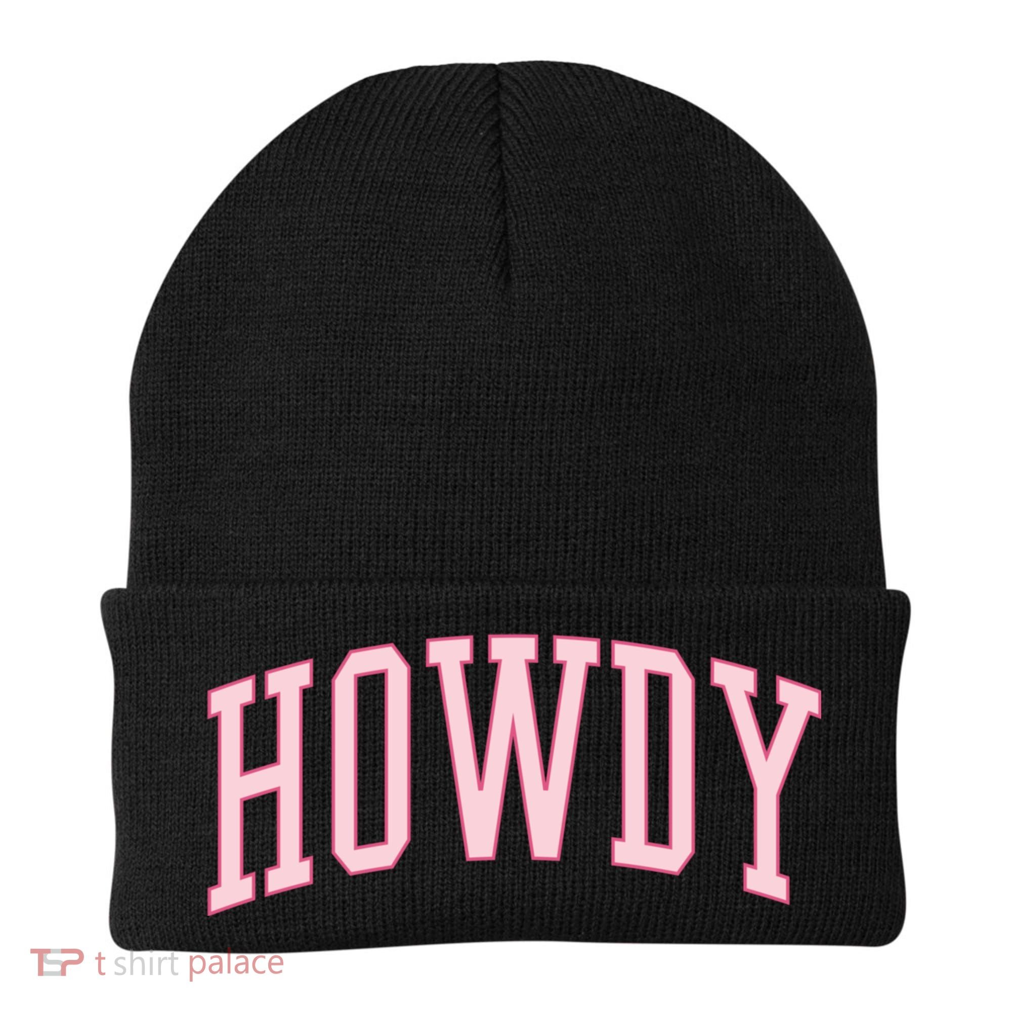 Preppy Cowgirl Varsity Pink Howdy Beanie