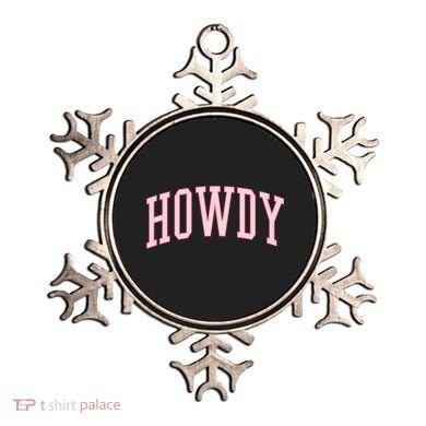 Preppy Cowgirl Varsity Pink Howdy Ornament