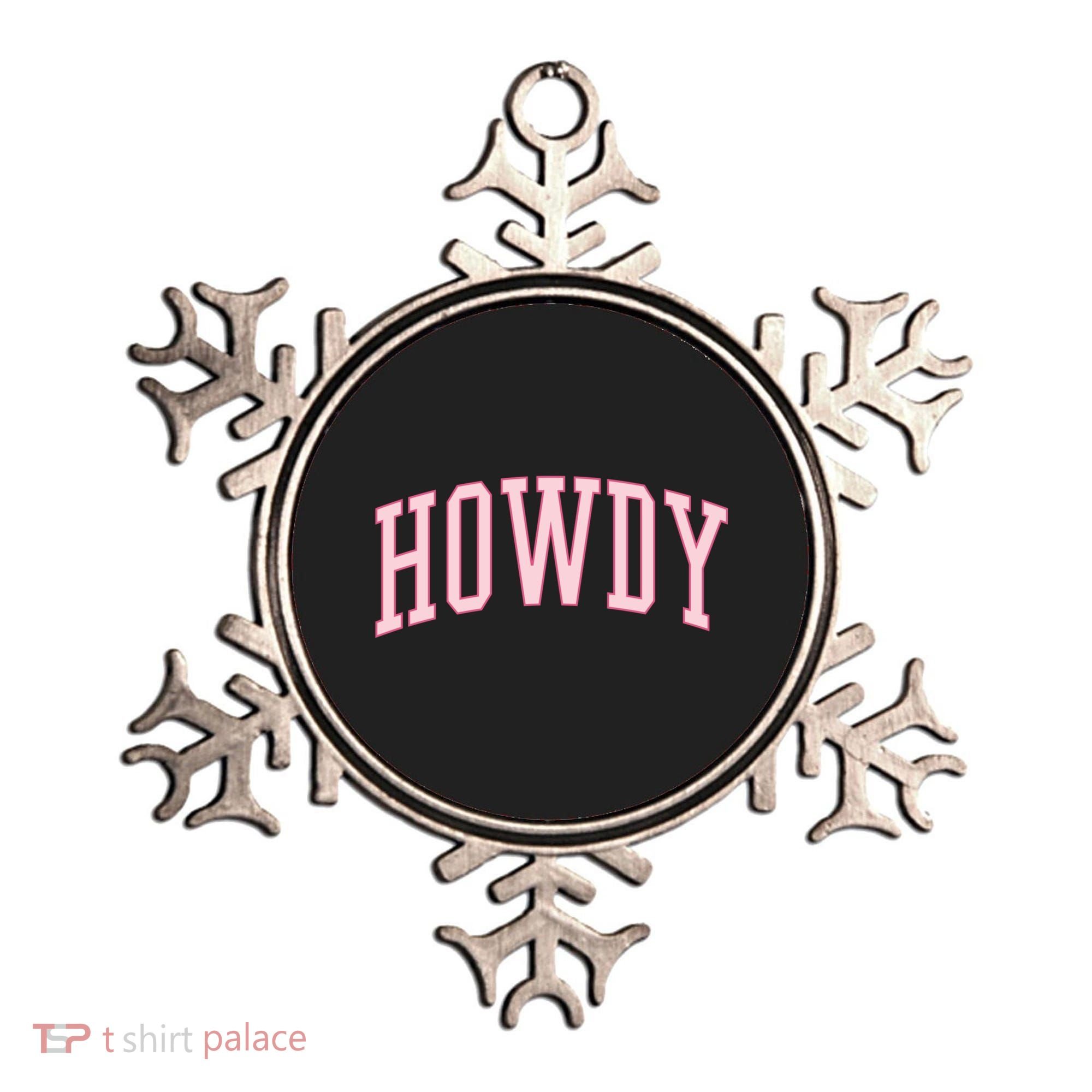 Preppy Cowgirl Varsity Pink Howdy Ornament