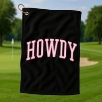 Preppy Cowgirl Varsity Pink Howdy Golf Towel thumb 1
