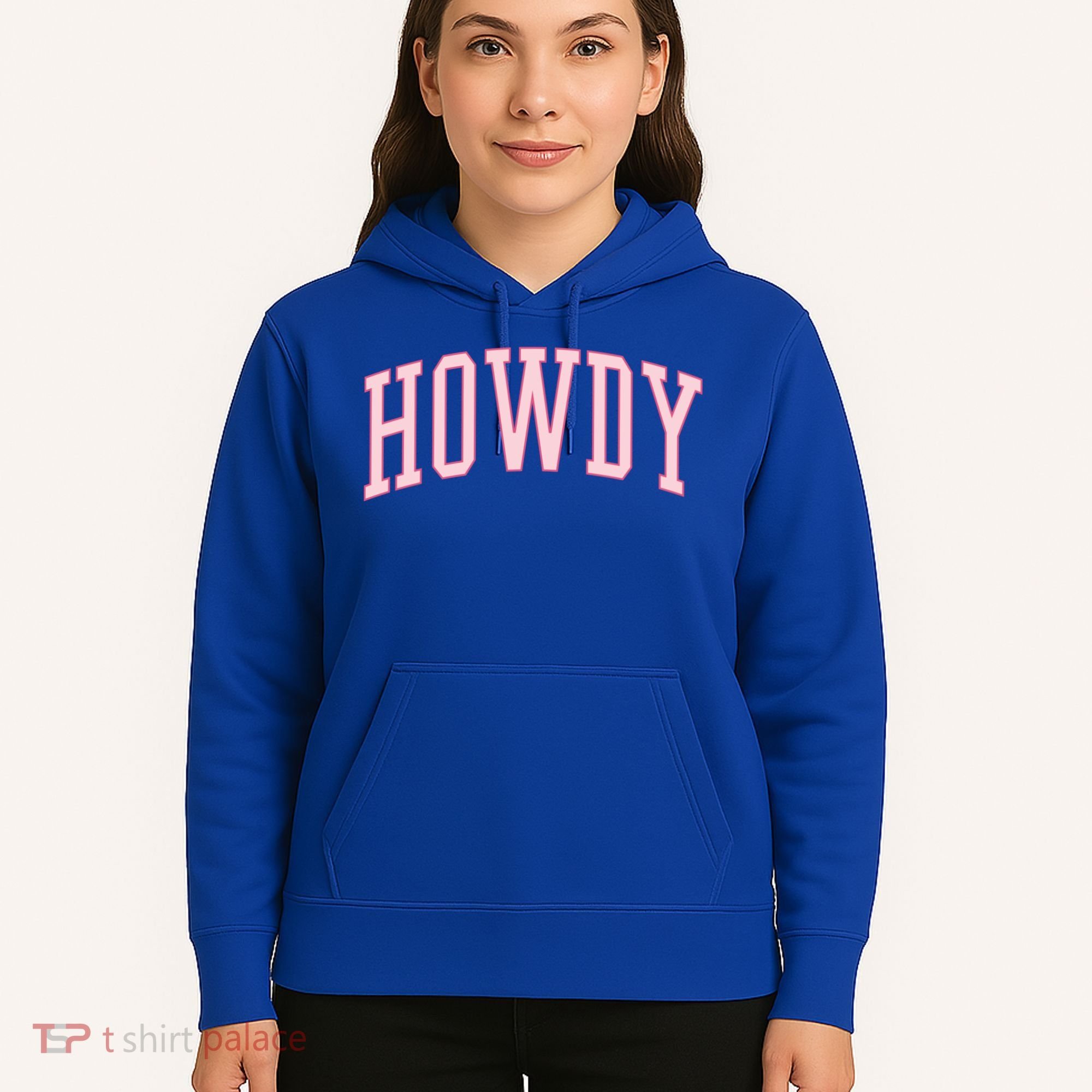 Preppy Cowgirl Varsity Pink Howdy Hoodie
