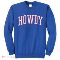Preppy Cowgirl Varsity Pink Howdy Sweatshirt thumb 0