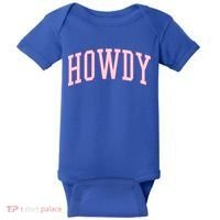 Preppy Cowgirl Varsity Pink Howdy Baby Bodysuit thumb 0
