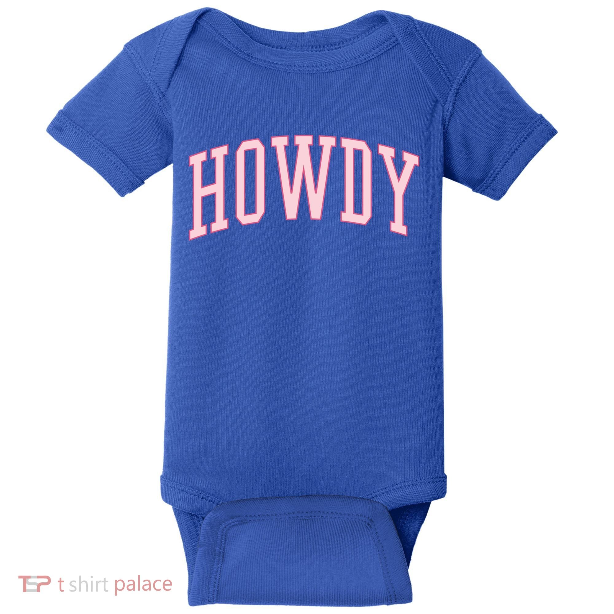 Preppy Cowgirl Varsity Pink Howdy Baby Bodysuit