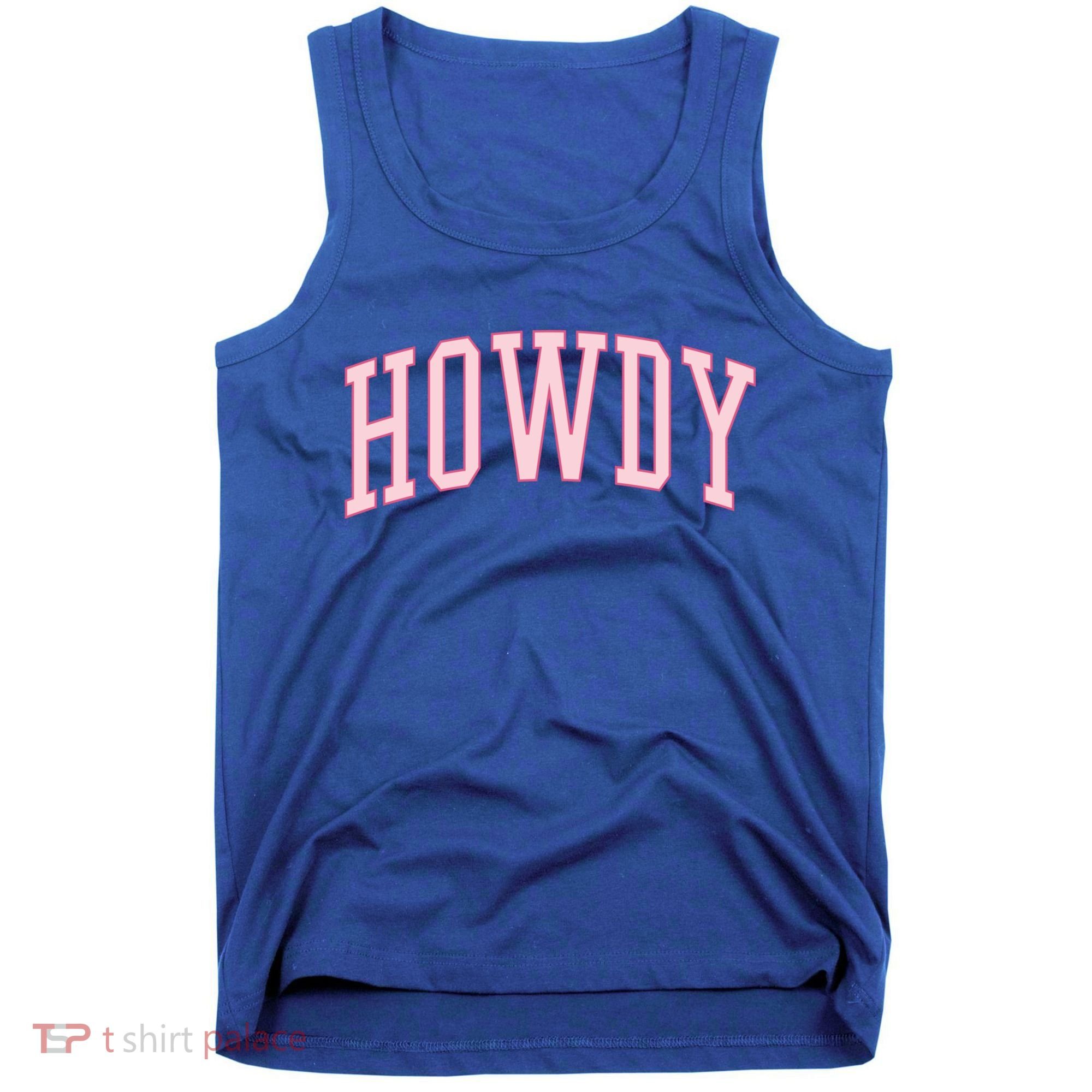 Preppy Cowgirl Varsity Pink Howdy Tank Top