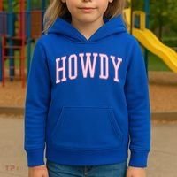 Preppy Cowgirl Varsity Pink Howdy Kids Hoodie thumb 3