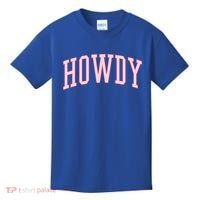 Preppy Cowgirl Varsity Pink Howdy Kids T-Shirt thumb 0