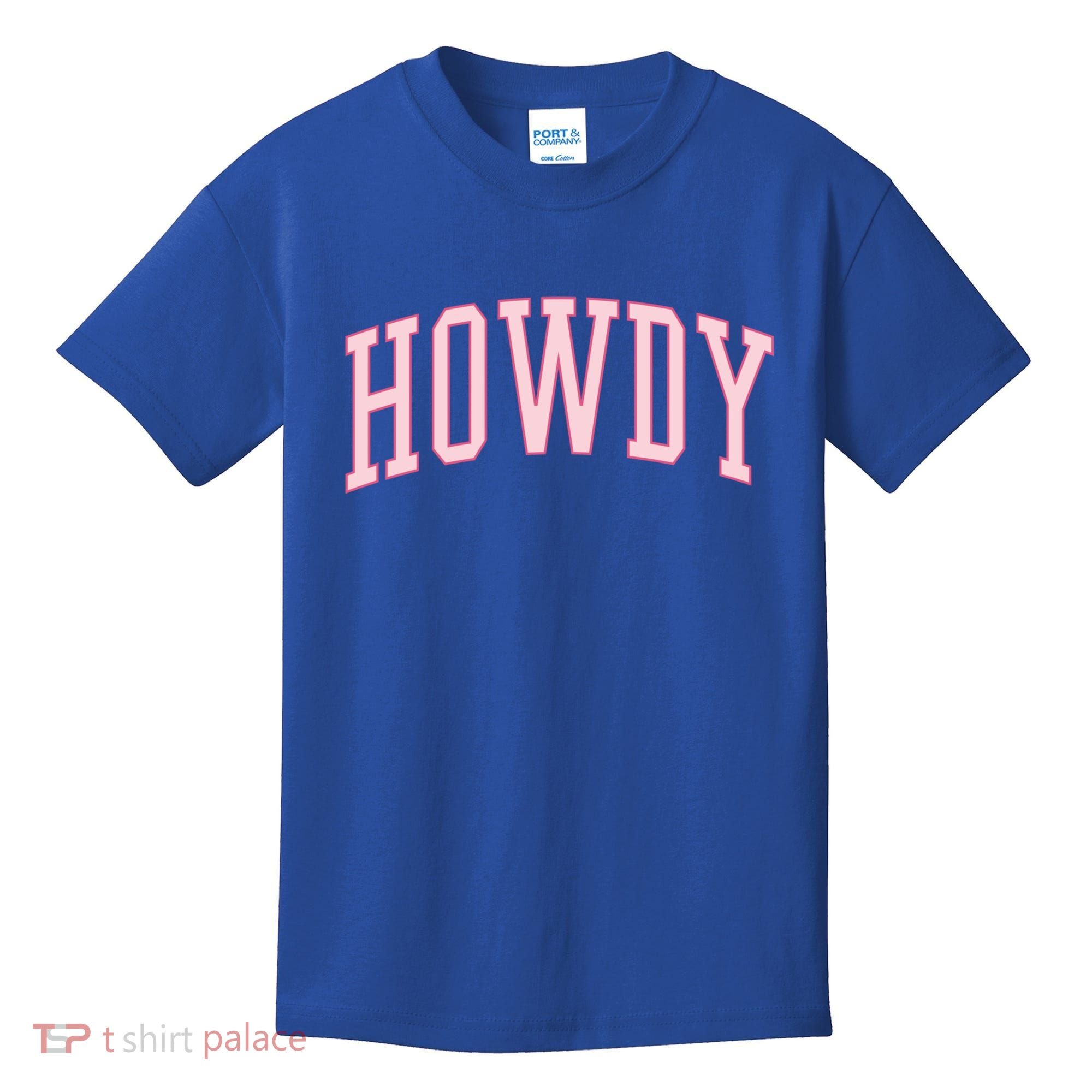 Preppy Cowgirl Varsity Pink Howdy Kids T-Shirt