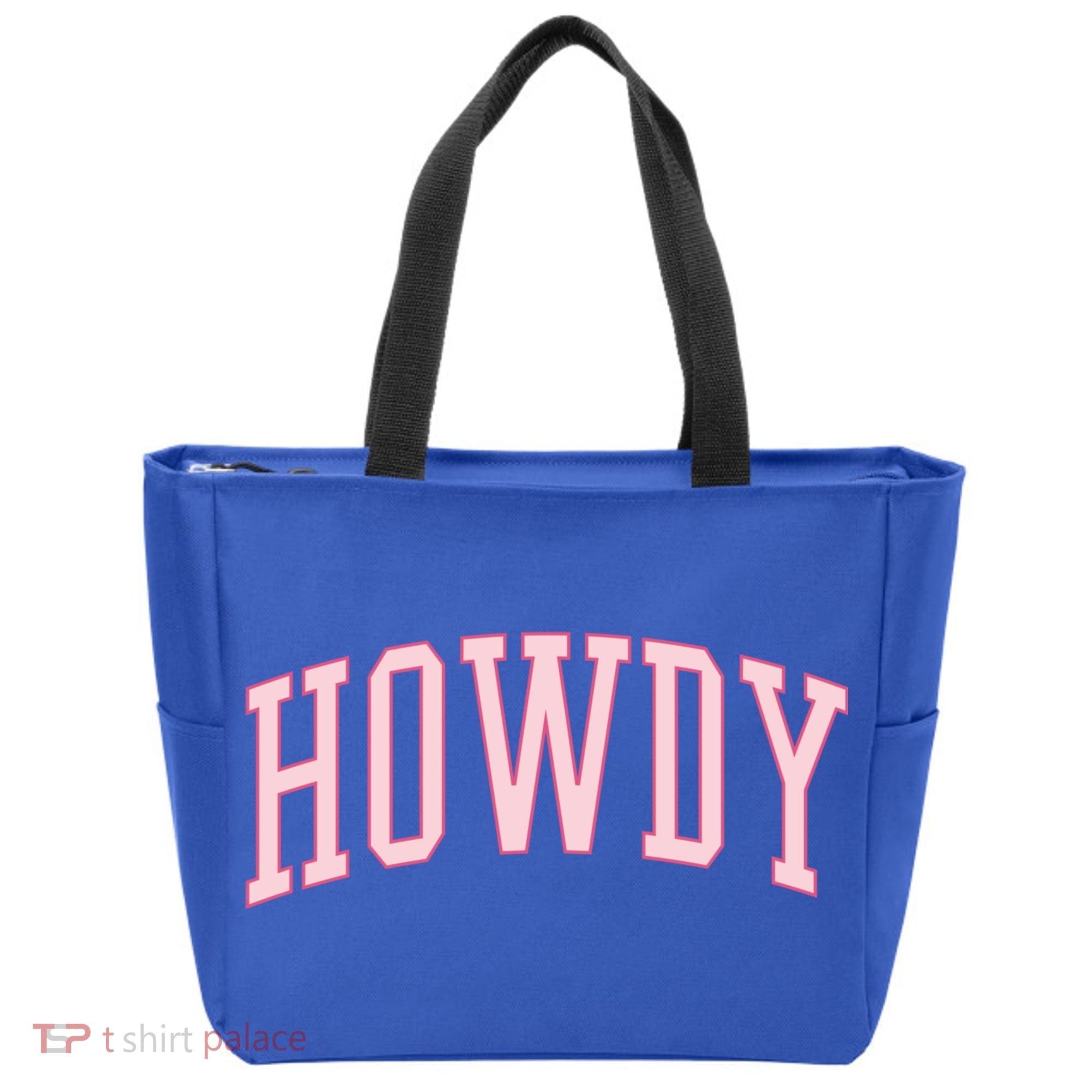 Preppy Cowgirl Varsity Pink Howdy Tote Bag