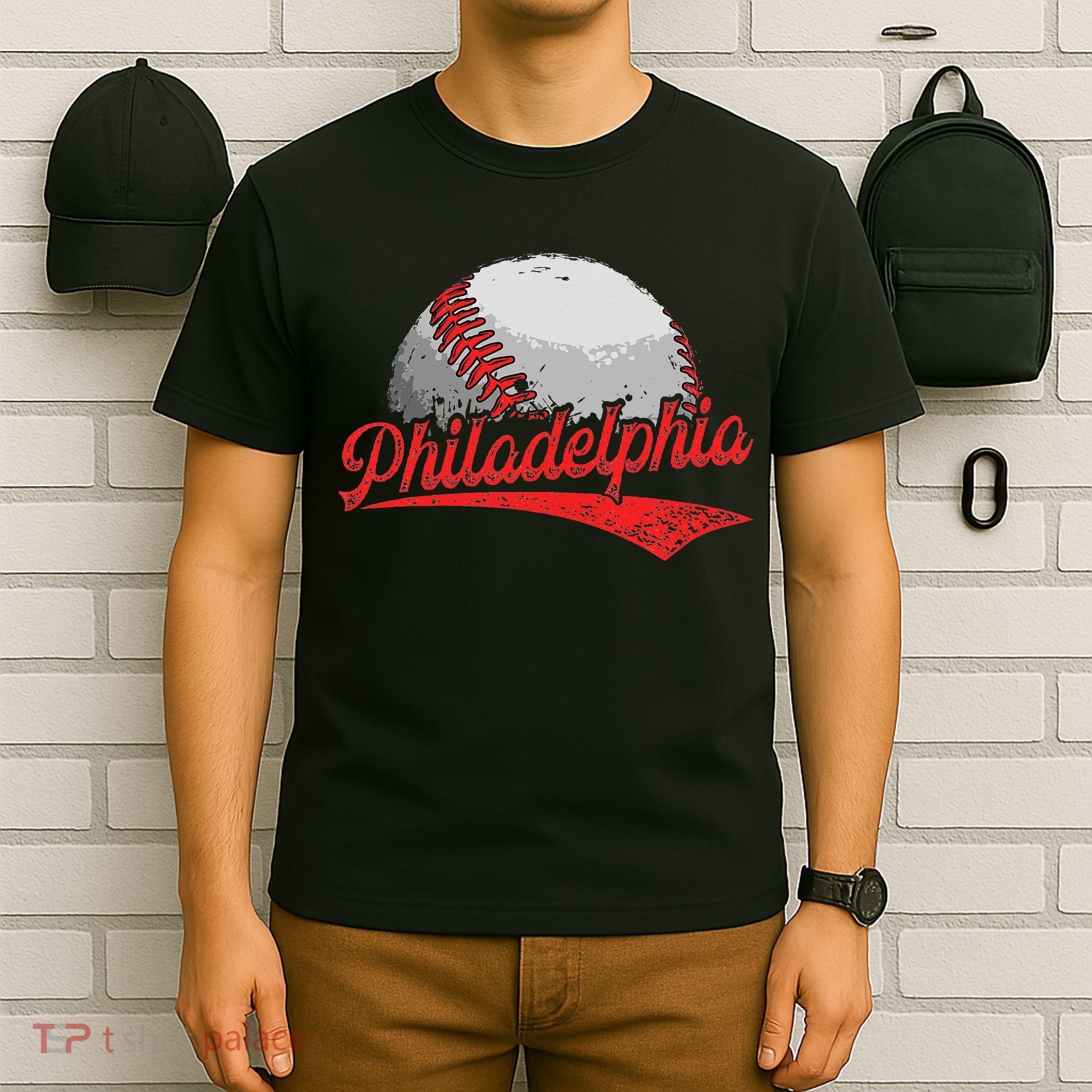 Philadelphia Cityscape vintage Baseball Lover T-Shirt