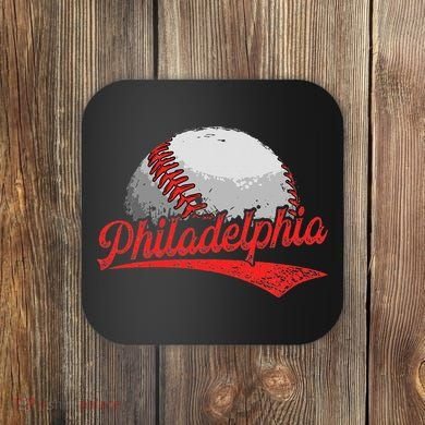 Philadelphia Cityscape vintage Baseball Lover Coaster
