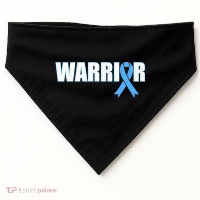 Prostate Cancer Warrior Light Blue Ribbon USA-Made Doggie Bandana